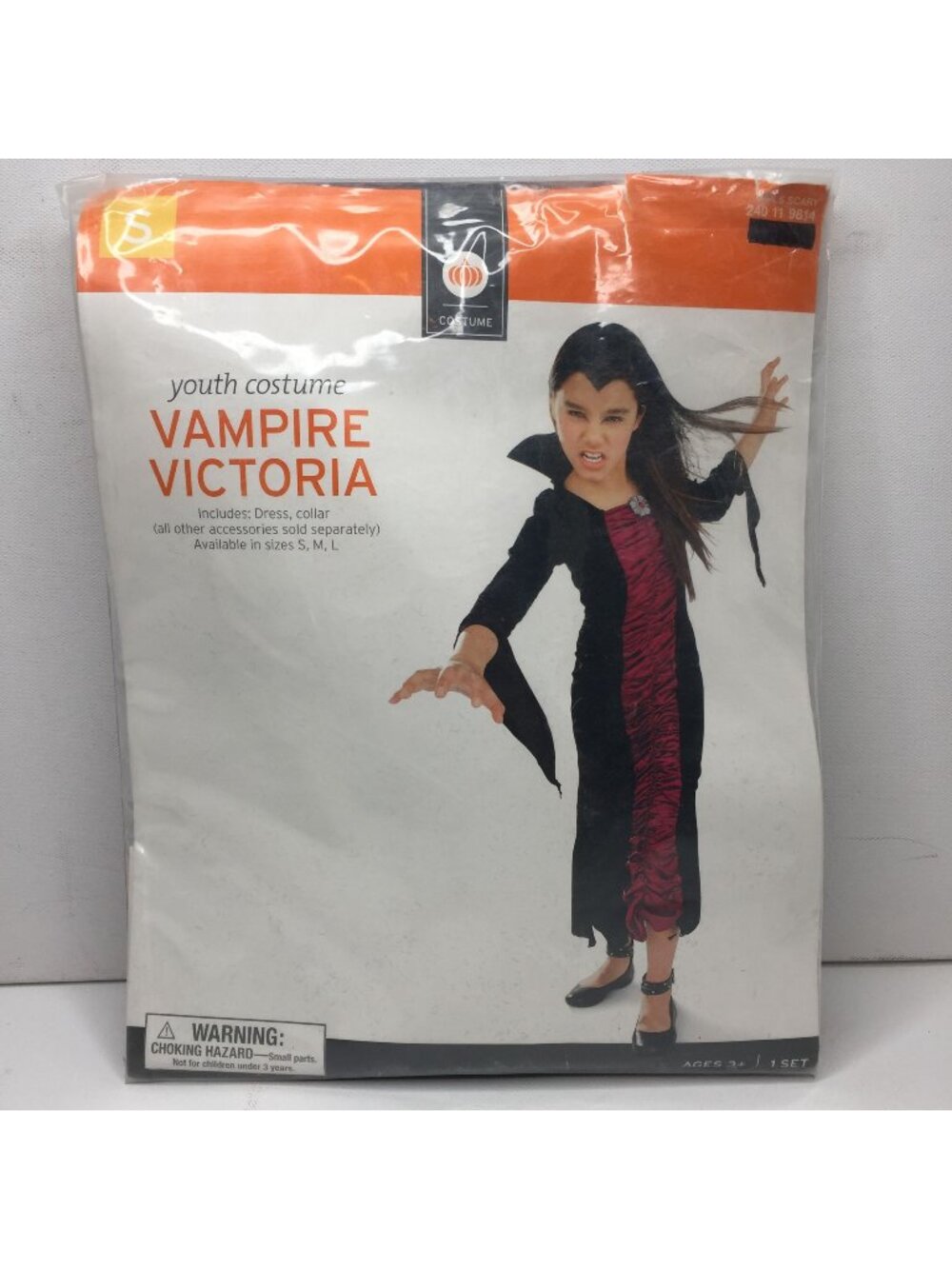 Vampire Victoria Black Costume Halloween Party Dress Youth Size Small S Child